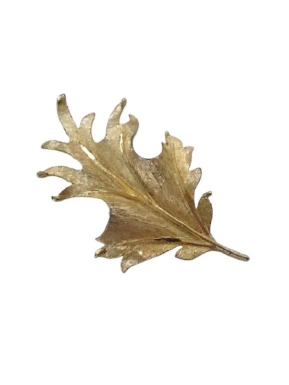 Vintage BSK Goldtone Metal Leaf Brooch